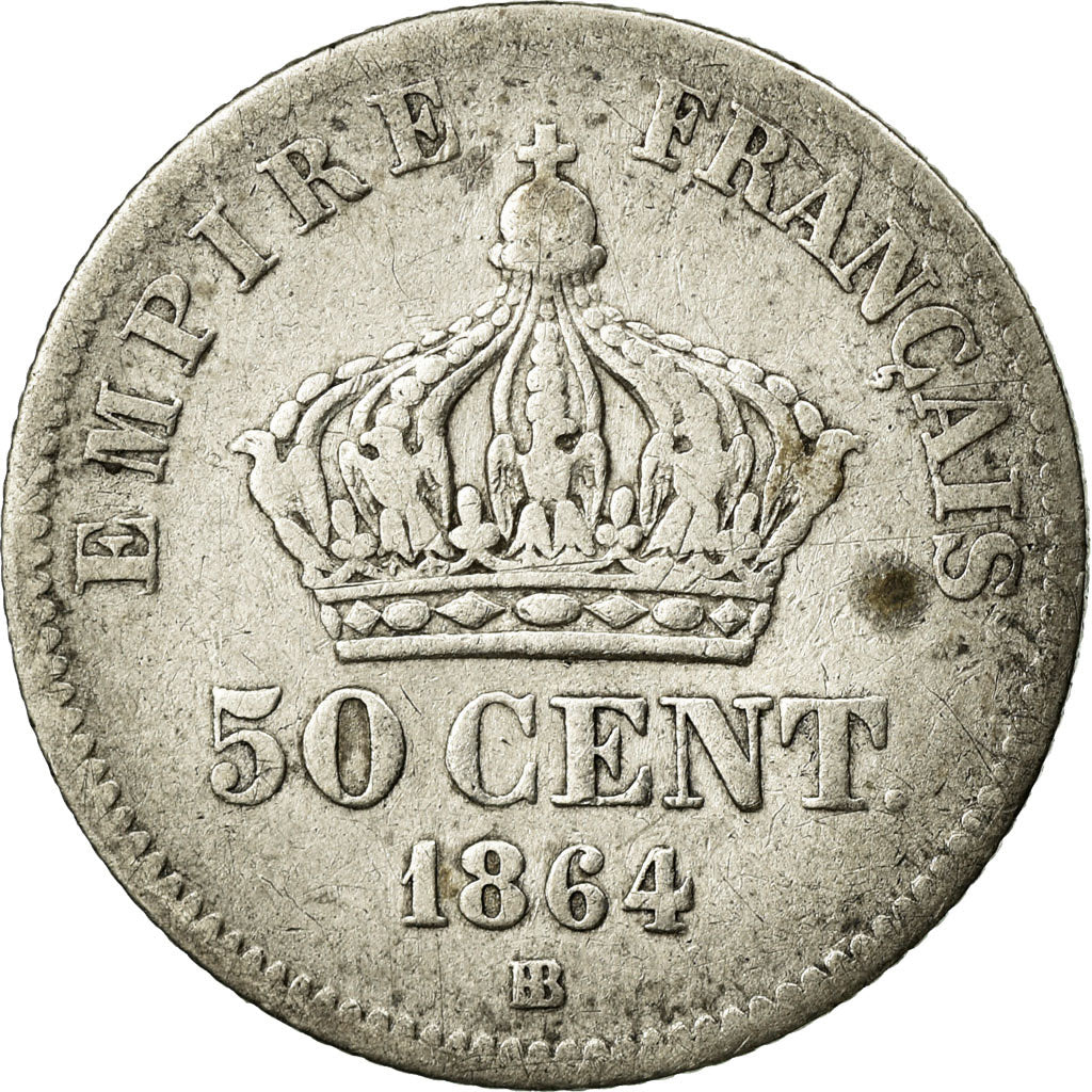 Coin, France, Napoleon III, Napoléon III, 50 Centimes, 1864, Strasbourg