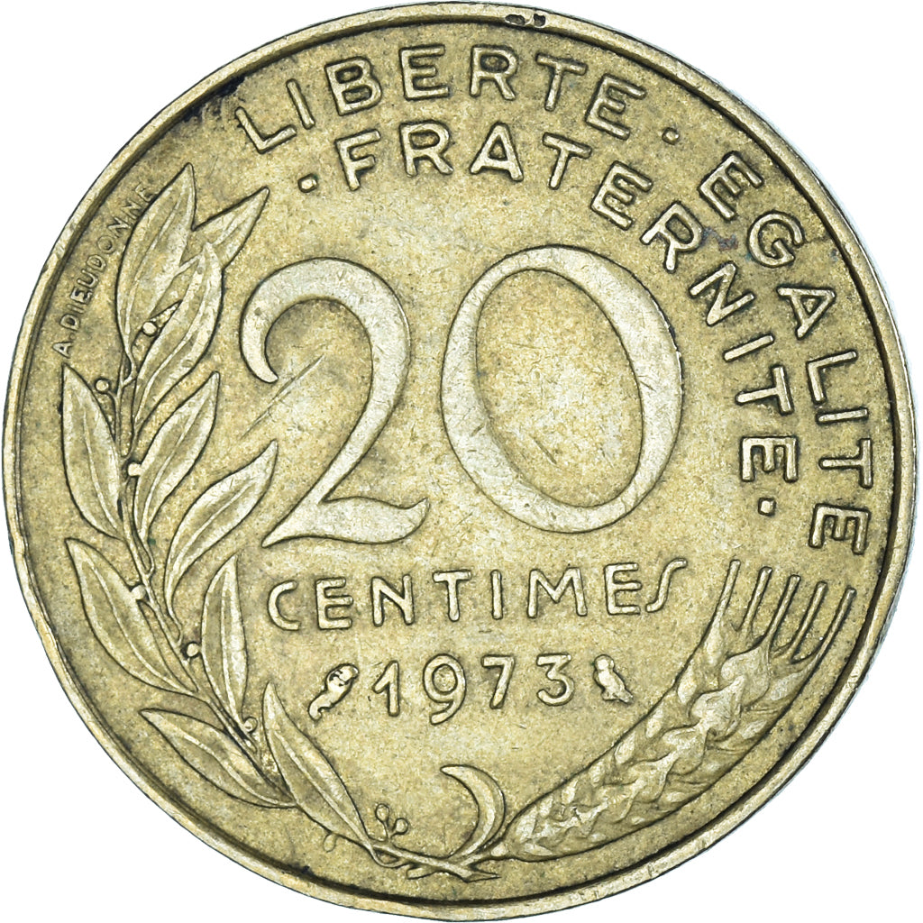 Moneta, Francja, 20 Centimes, 1973