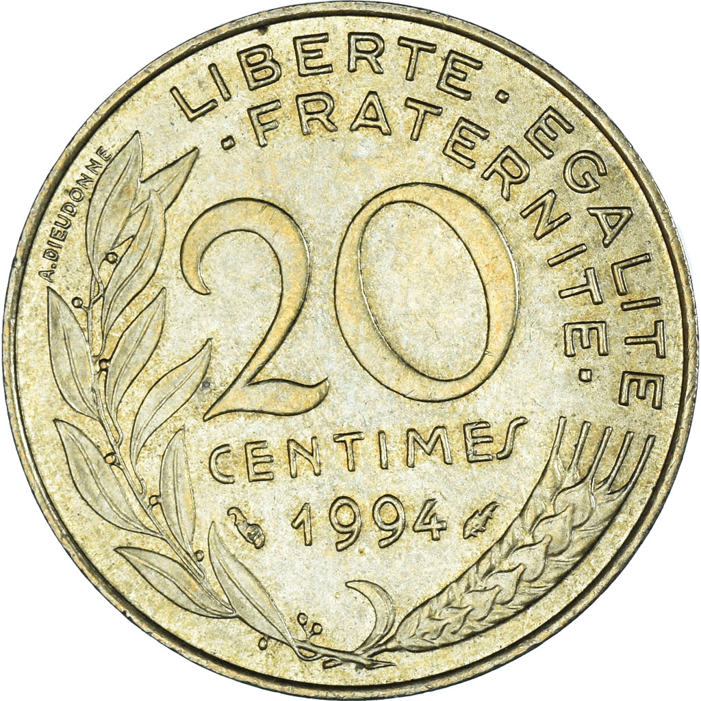Coin, France, 20 Centimes, 1994