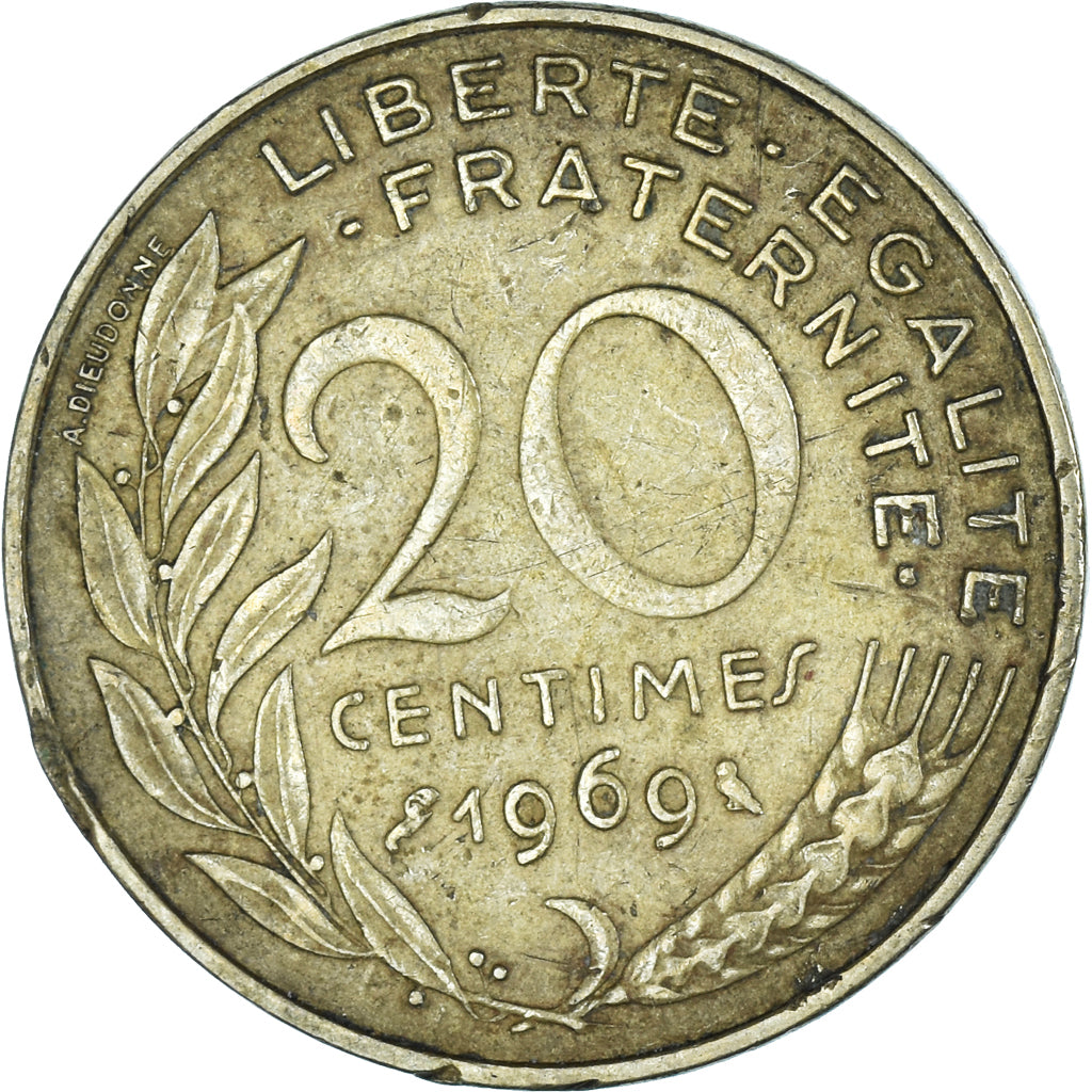 Coin, France, 20 Centimes, 1969