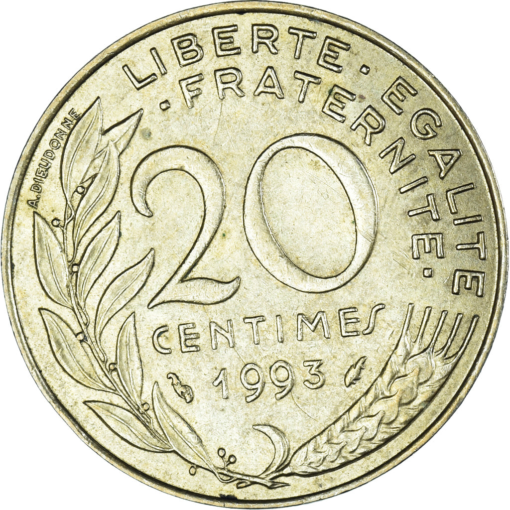 Coin, France, 20 Centimes, 1993