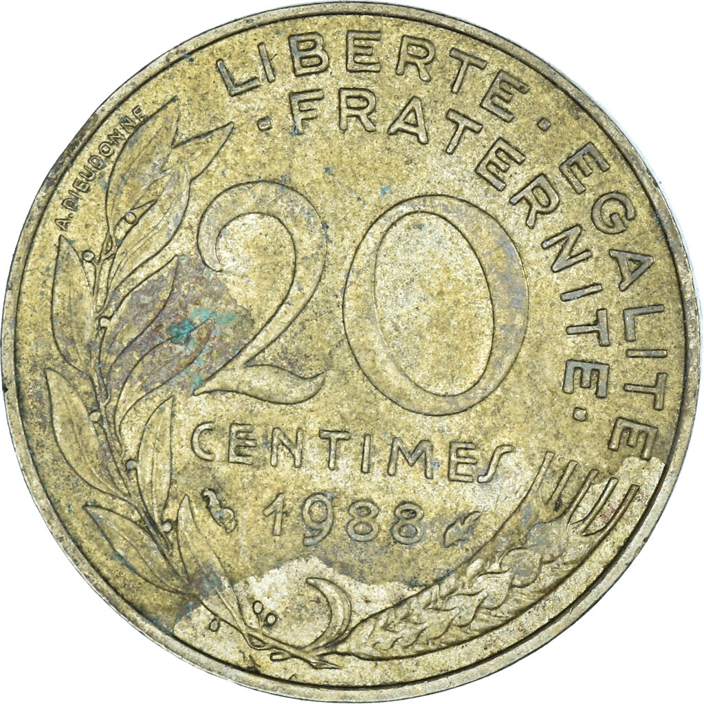 Coin, France, 20 Centimes, 1988