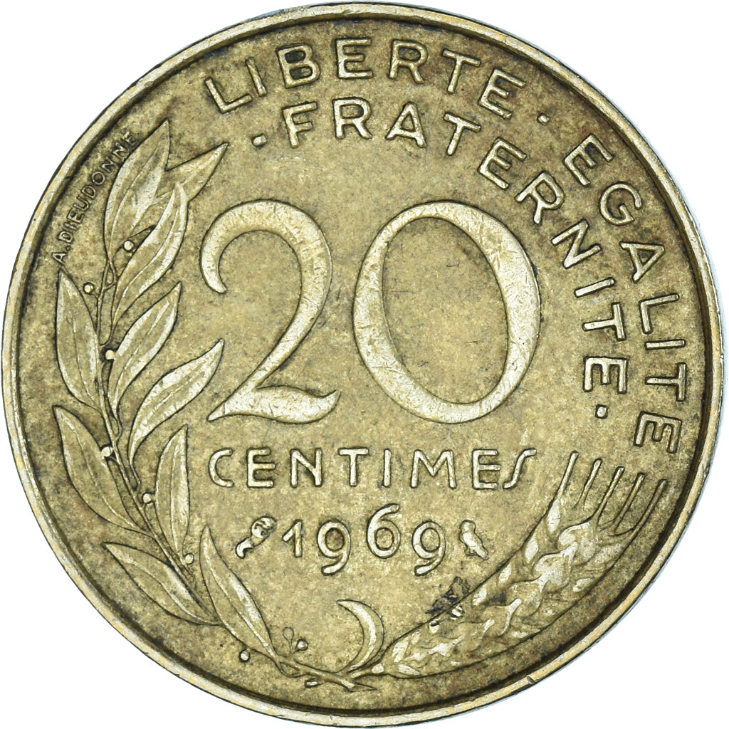 Coin, France, 20 Centimes, 1969