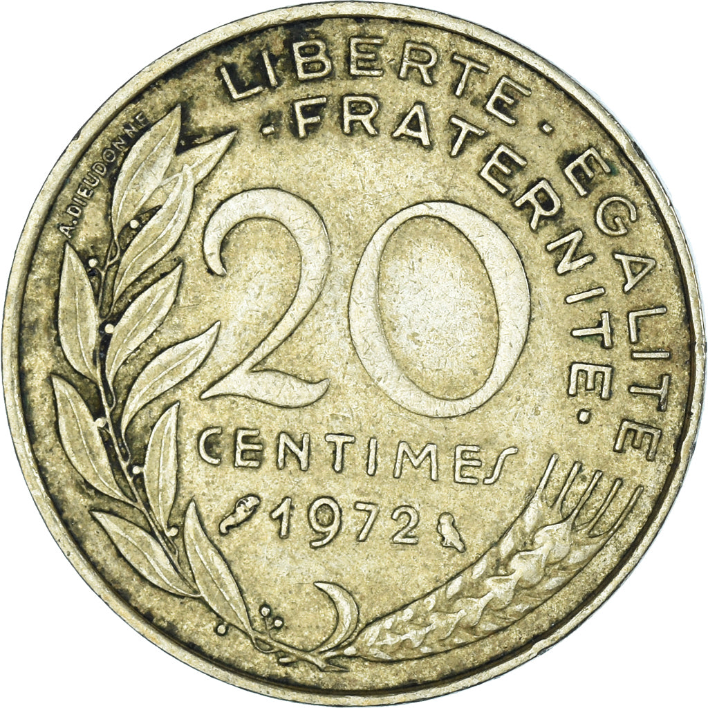 Moneta, Francja, 20 Centimes, 1972