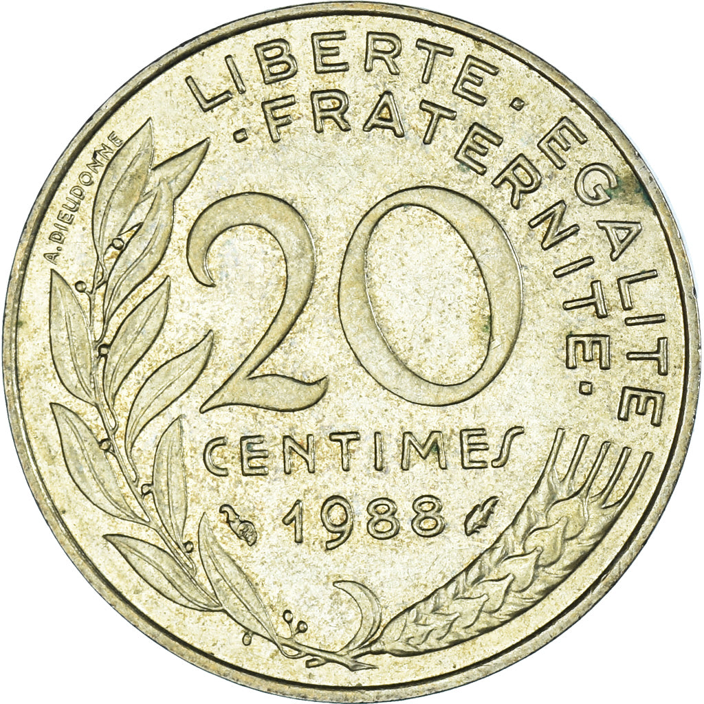 Coin, France, 20 Centimes, 1988