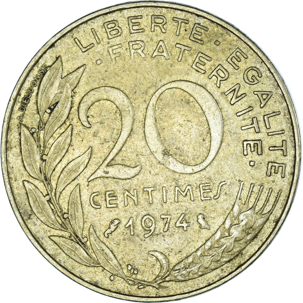 Coin, France, 20 Centimes, 1974