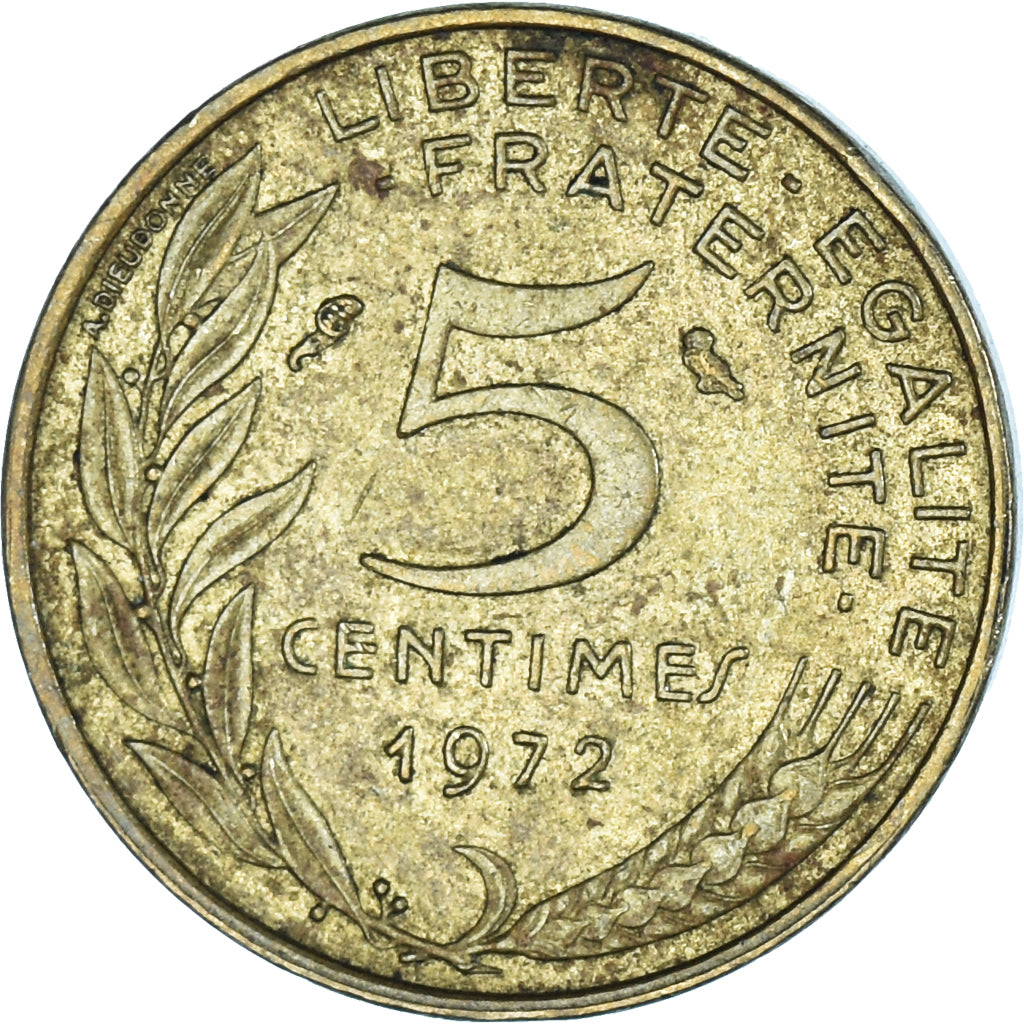 Moeda, França, 5 Centimes, 1972