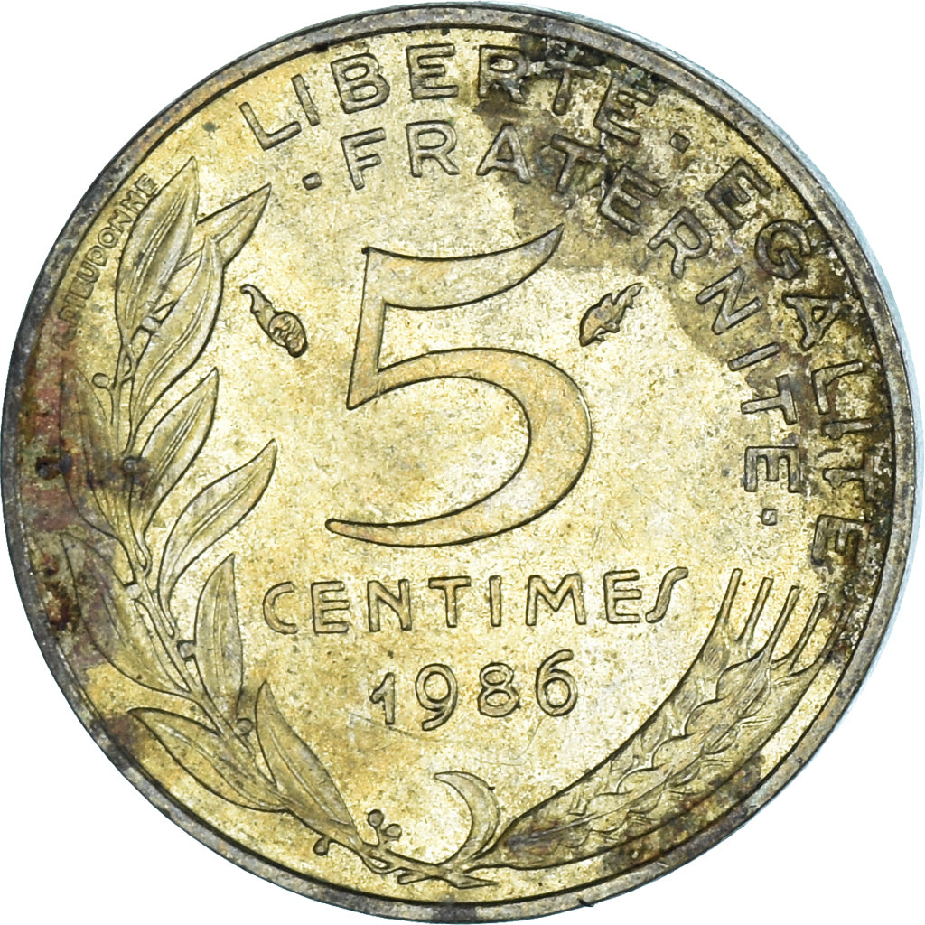 Monnaie, France, 5 Centimes, 1986