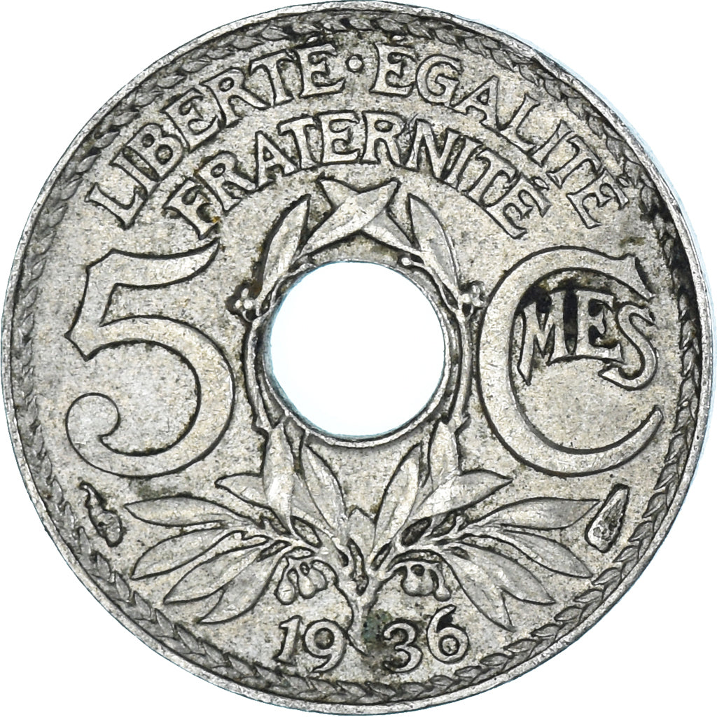 Moneta, Francja, 5 Centimes, 1936