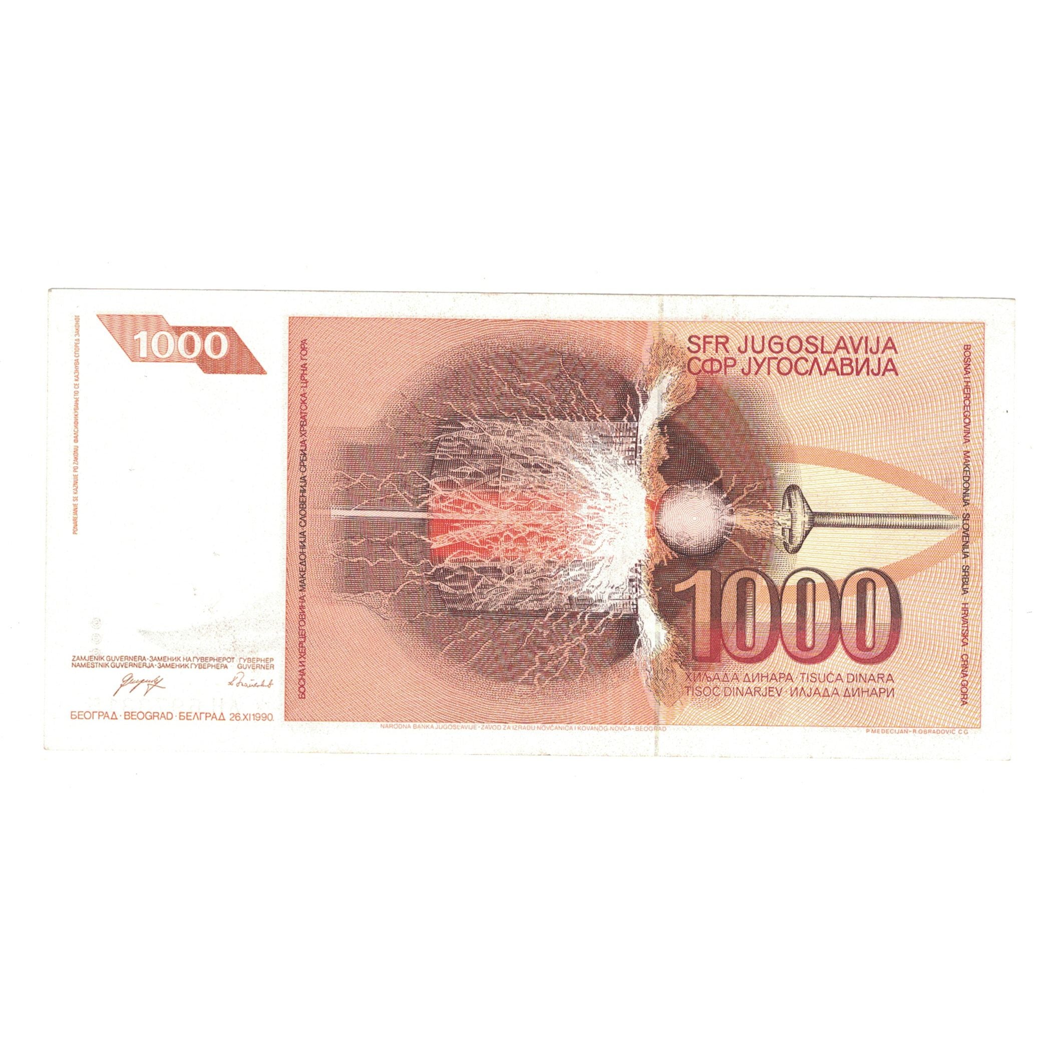 Banknote, Yugoslavia, 1000 Dinara, 1990, 1990-11-26, KM:107, UNC(63)