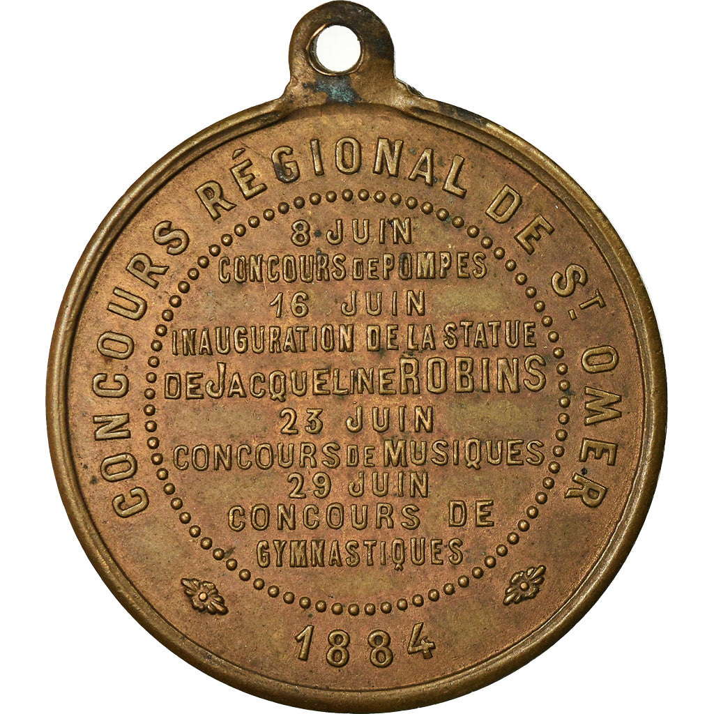 France, Medal, Inauguration de la Statue de Jacqueline Robins, Saint-Omer, 1884