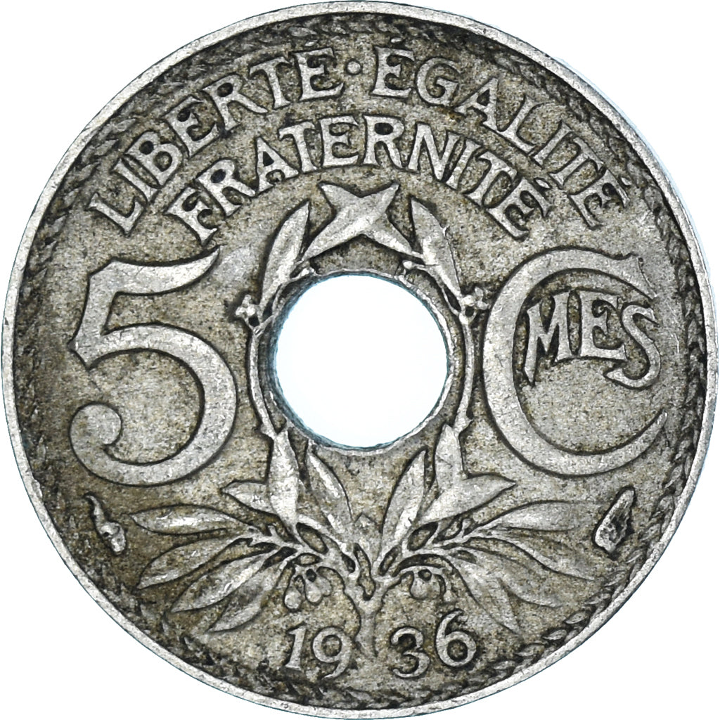 Moneta, Francja, 5 Centimes, 1936