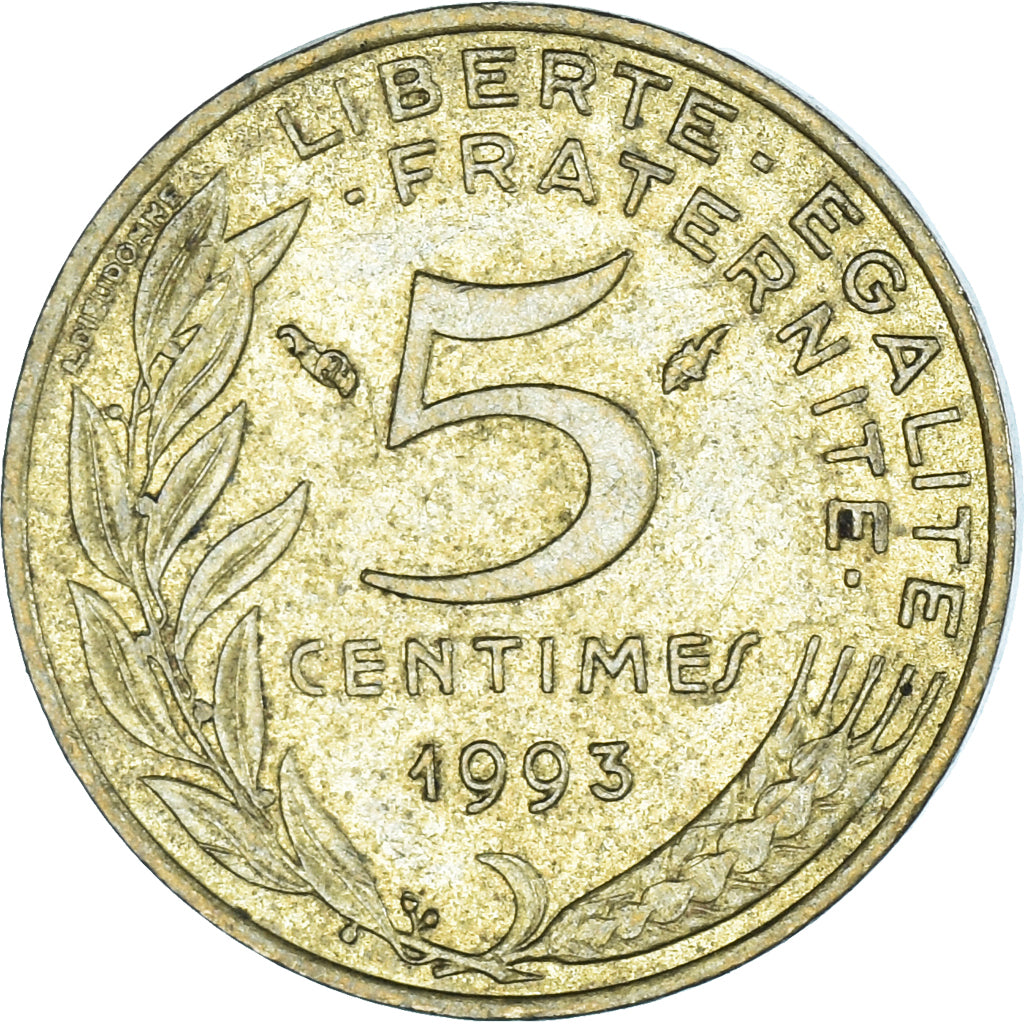 Coin, France, 5 Centimes, 1993