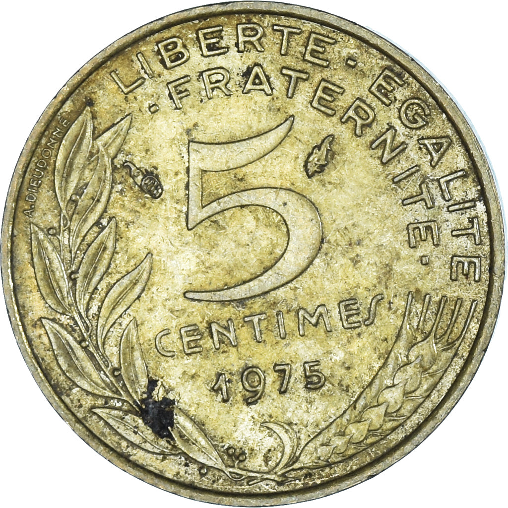 Moneta, Francja, 5 Centimes, 1975