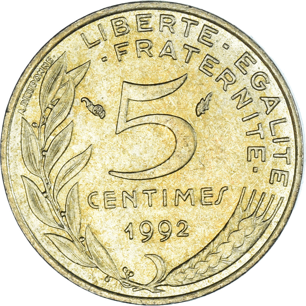 Coin, France, 5 Centimes, 1992