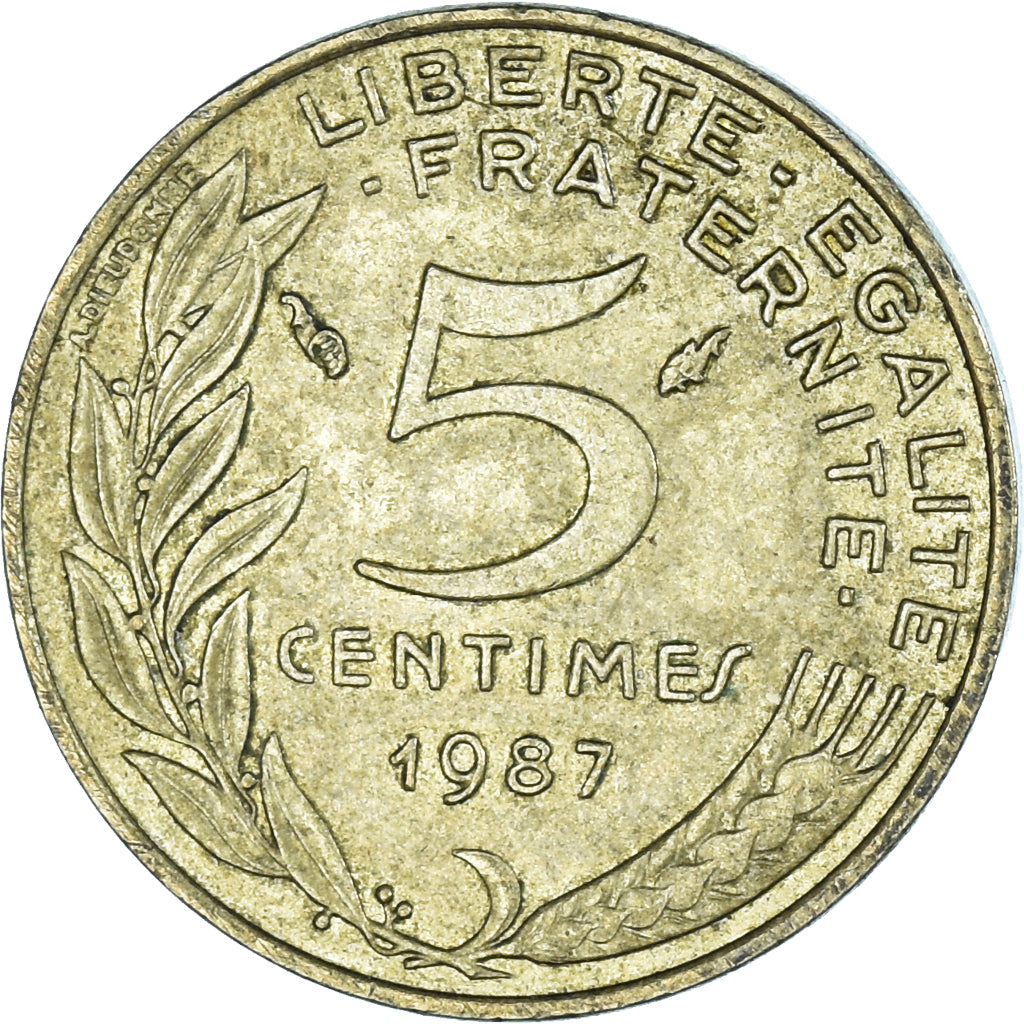Coin, France, 5 Centimes, 1987