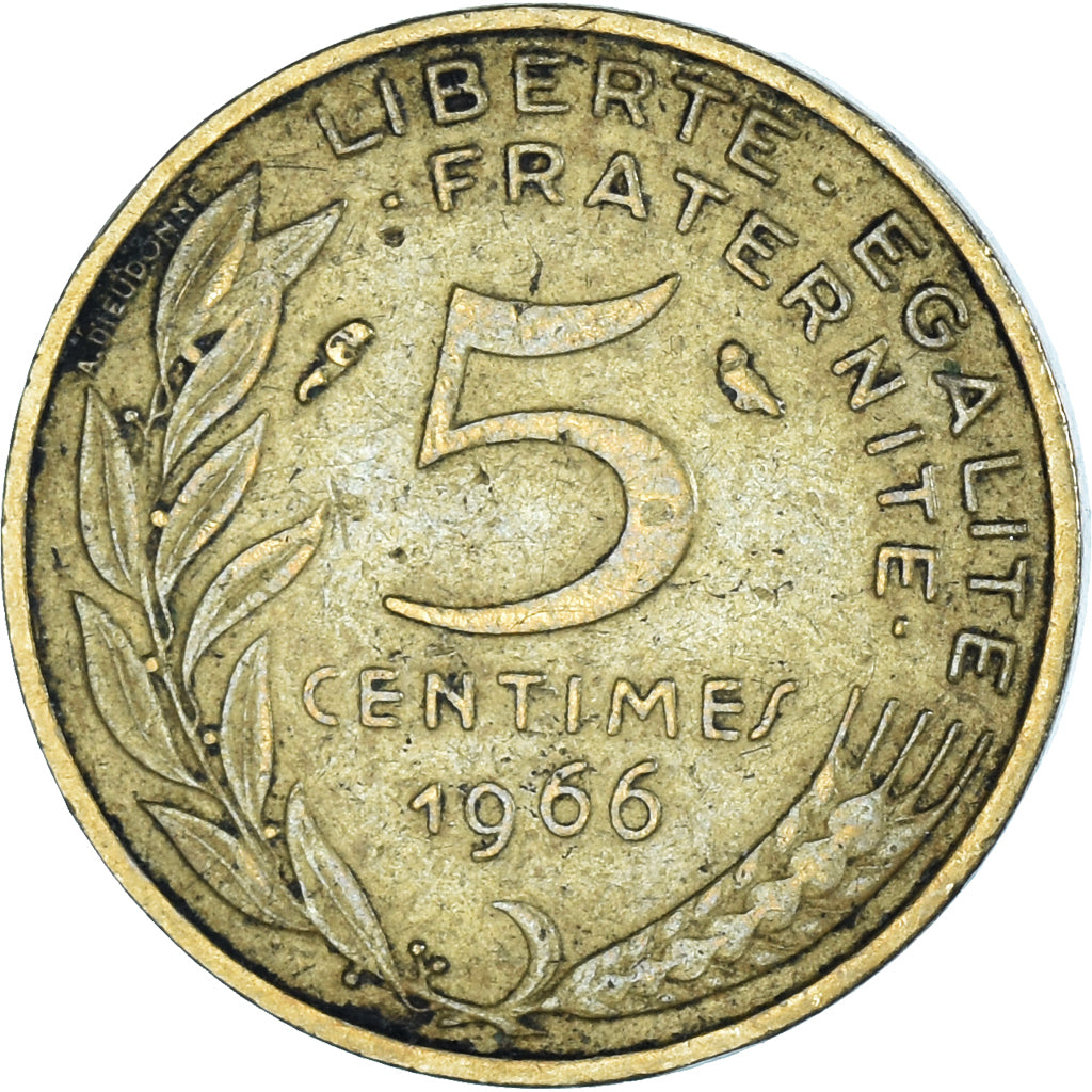 Coin, France, 5 Centimes, 1966