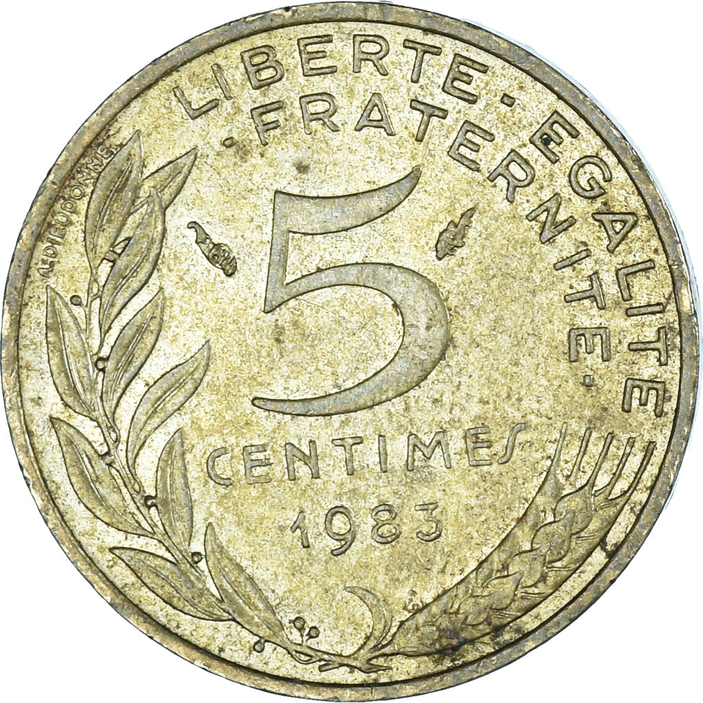 Moeda, França, 5 Centimes, 1983