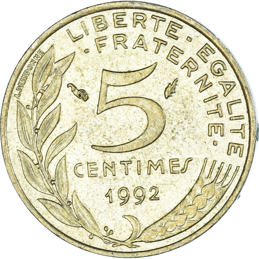 Coin, France, 5 Centimes, 1992