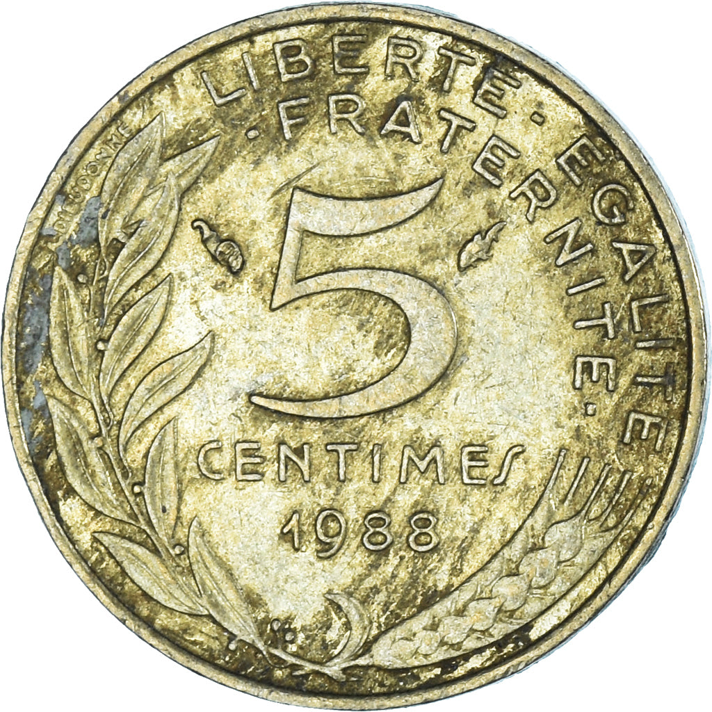 Coin, France, 5 Centimes, 1988