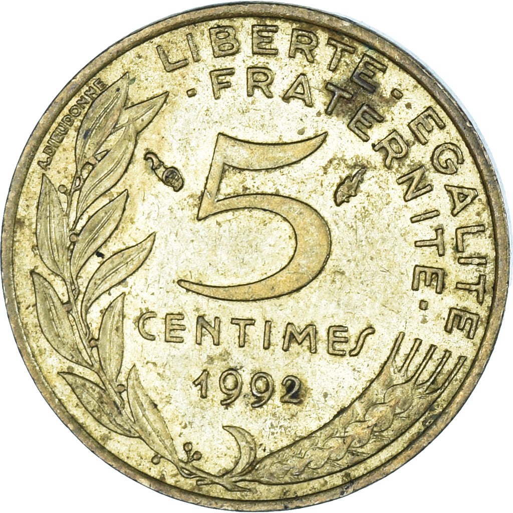 Coin, France, 5 Centimes, 1992