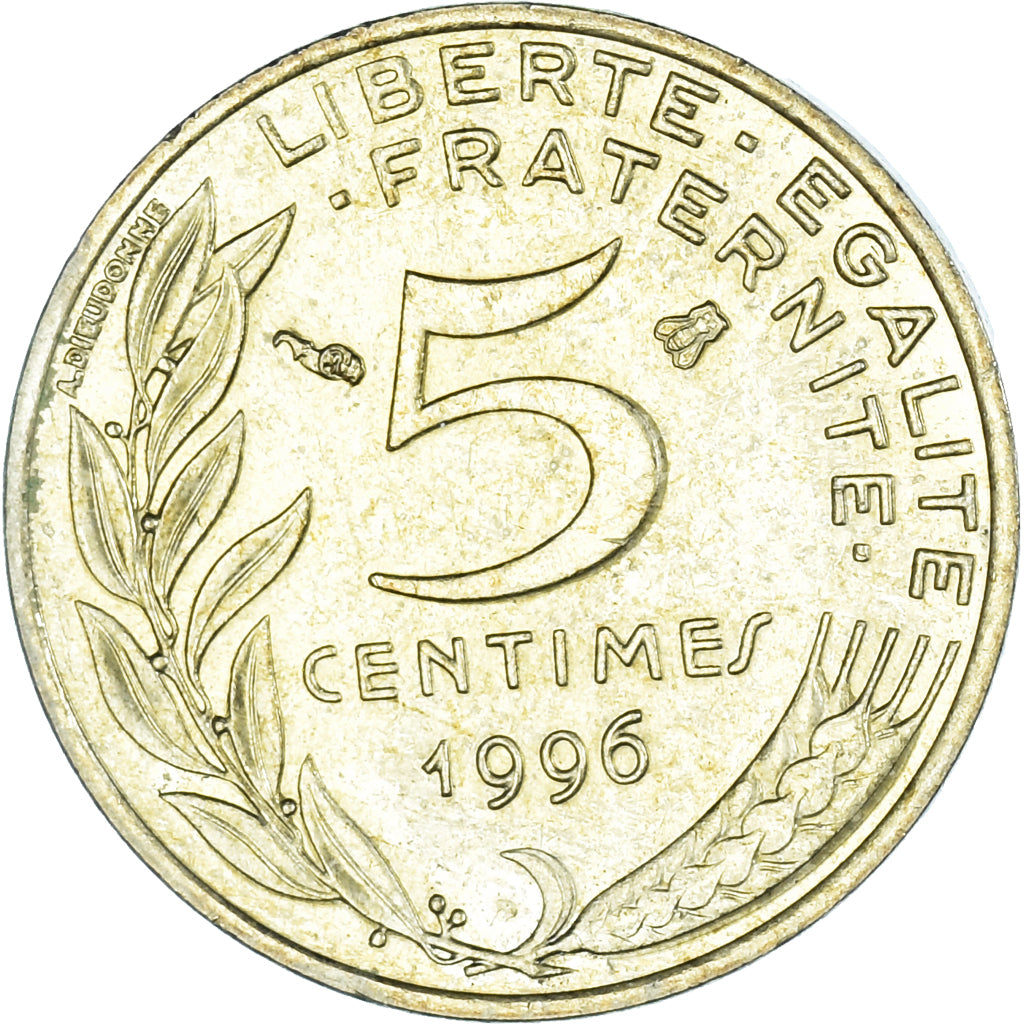 Moeda, França, 5 Centimes, 1996