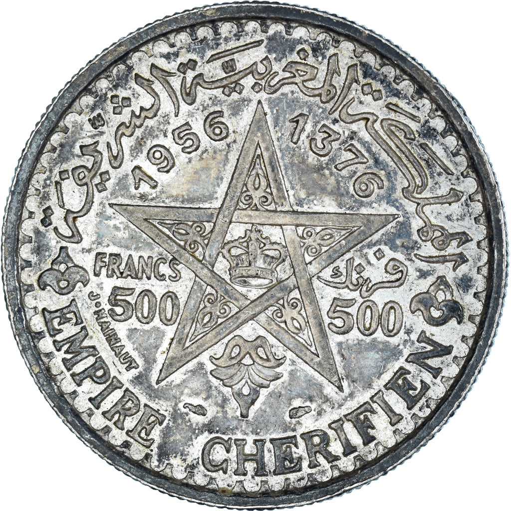 Moneda, Marruecos, 500 Francs, 1956
