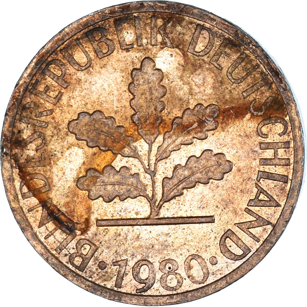 Monnaie, Allemagne, Pfennig, 1980