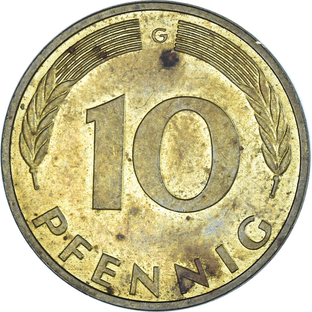 Moneda, Alemania, 10 Pfennig, 1985