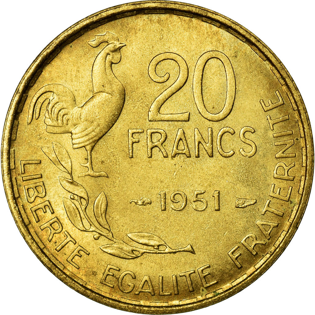 Moneda, Francia, Guiraud, 20 Francs, 1951, EBC, Aluminio - bronce, KM:917.1