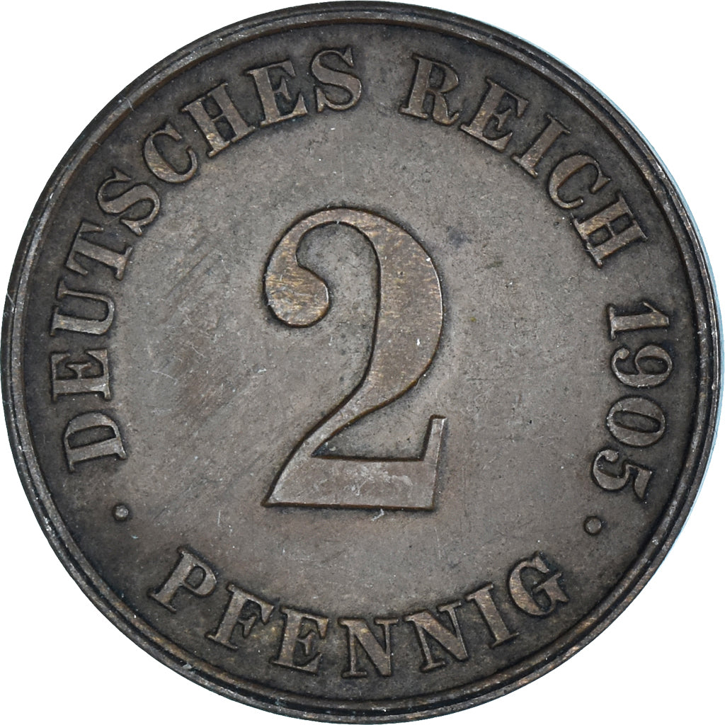 Monnaie, Empire allemand, 2 Pfennig, 1905