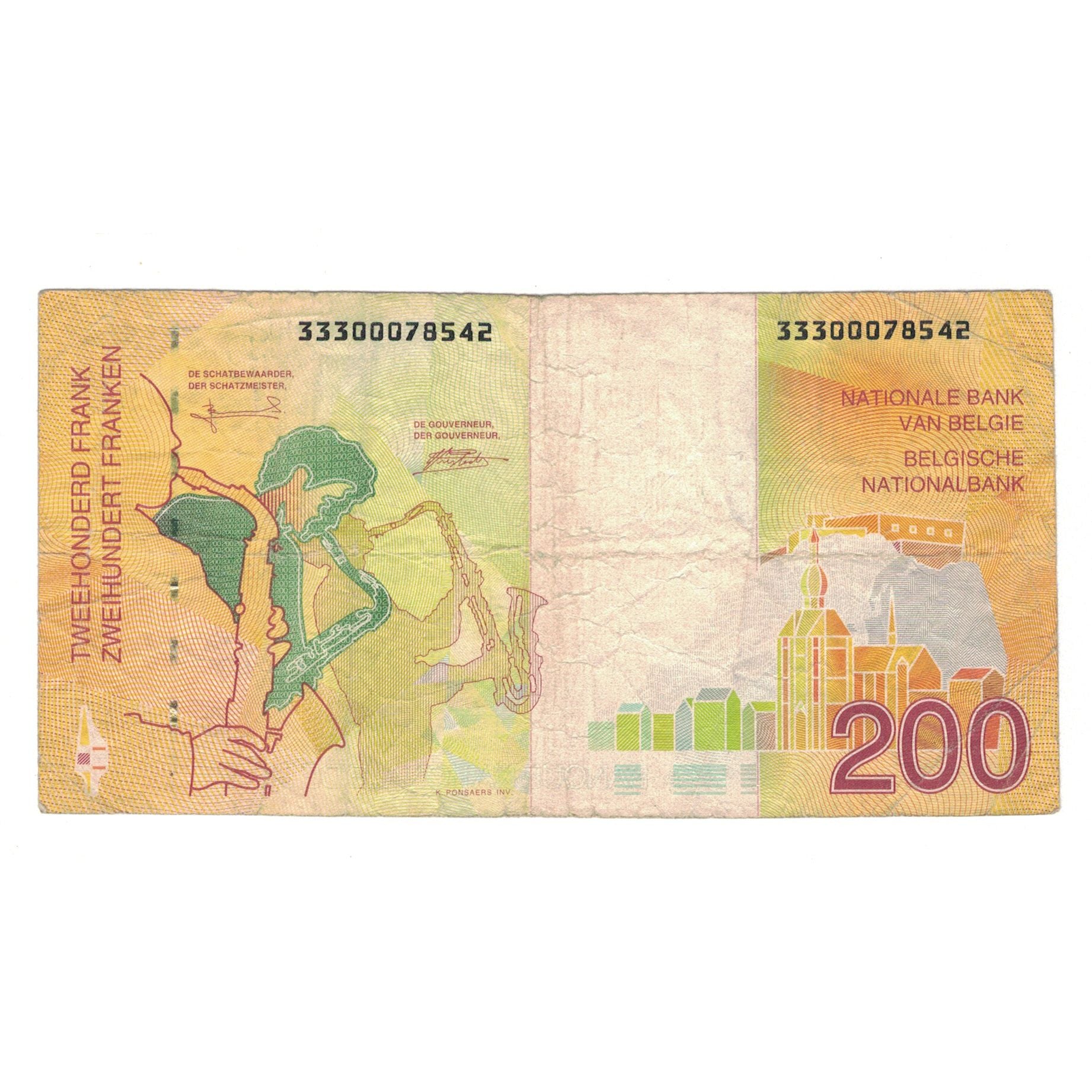 Banknote, Belgium, 200 Francs, Undated (1995), KM:148, VF(30-35)