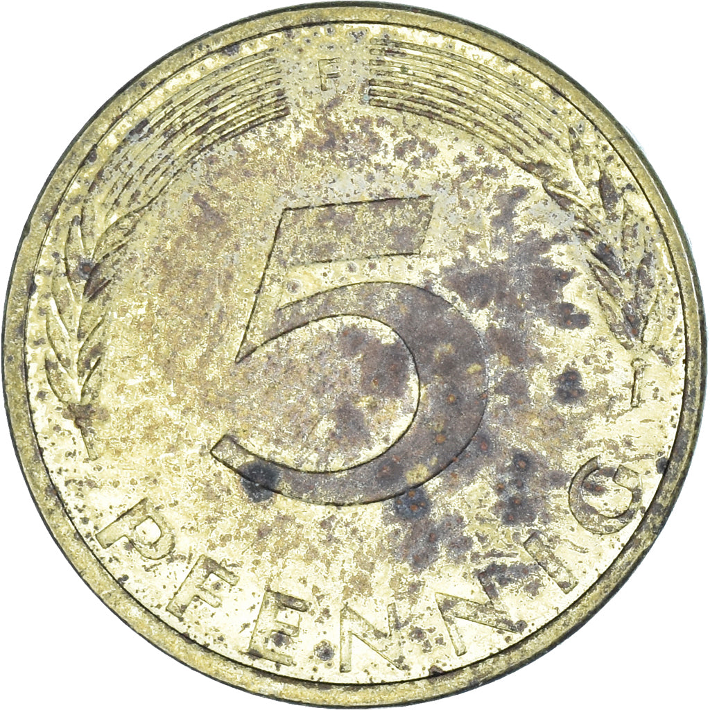 Moneda, Alemania, 5 Pfennig, 1975