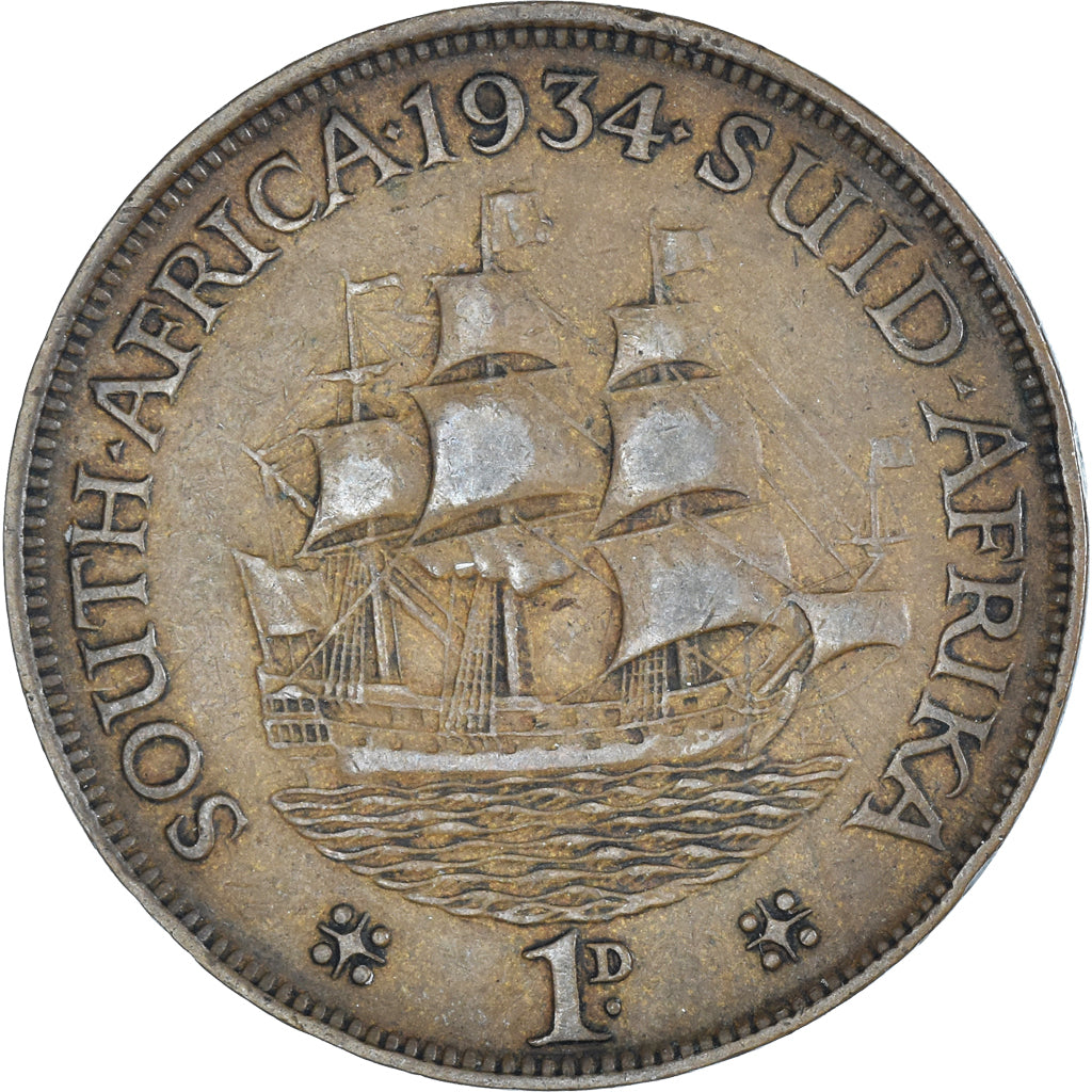 Coin, South Africa, Penny, 1934