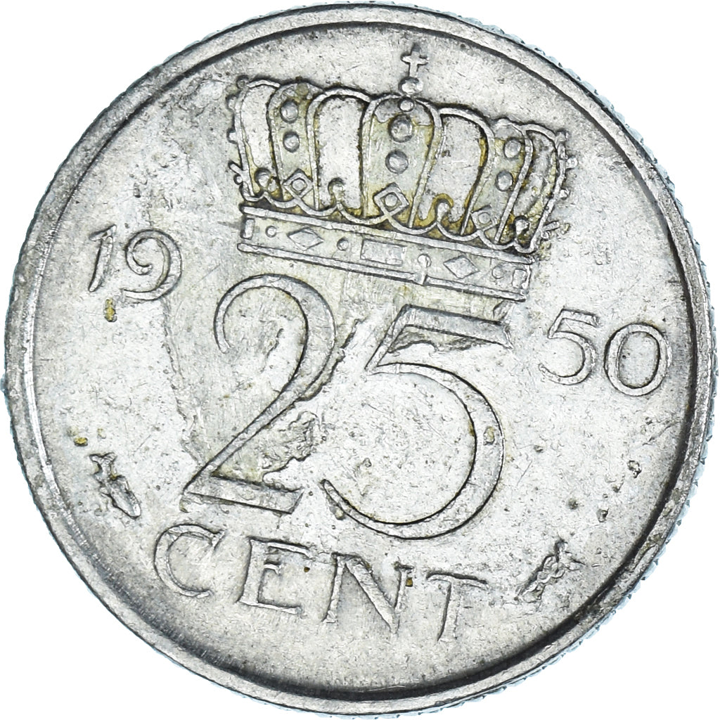 Moneda, Países Bajos, 25 Cents, 1950