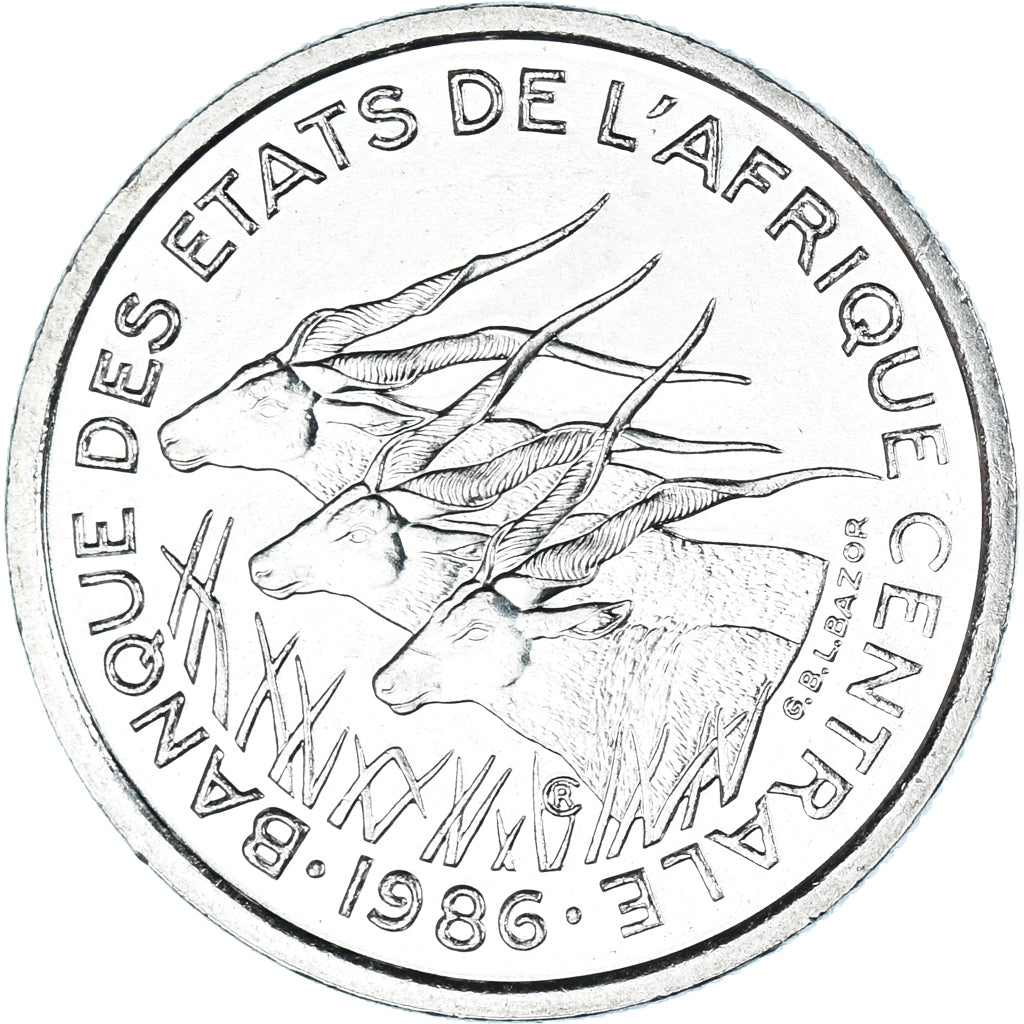 Coin, Central African States, 50 Francs, 1986