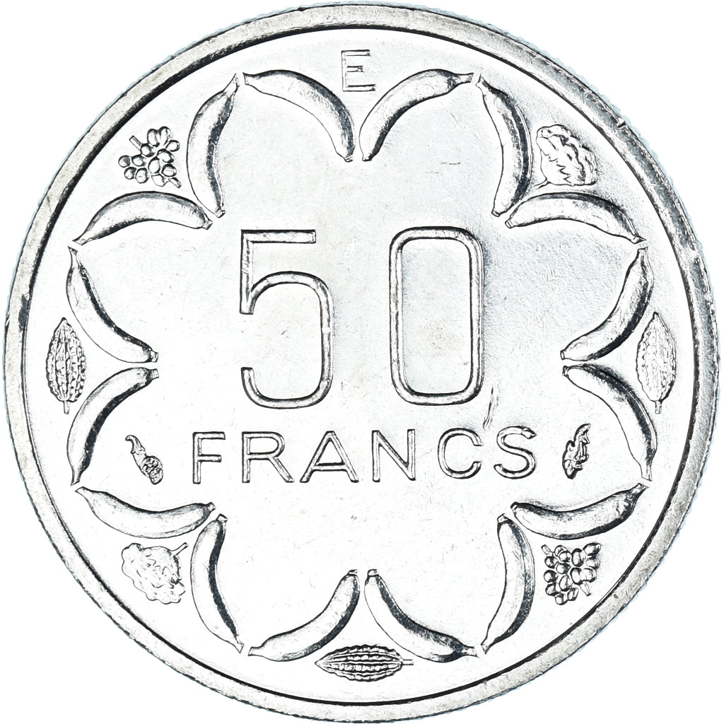 Coin, Central African States, 50 Francs, 1986