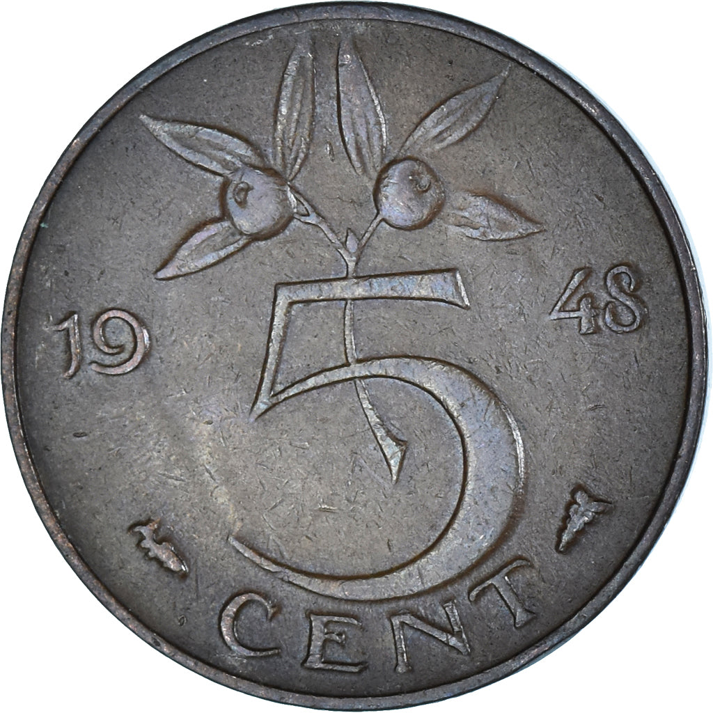 Moeda, Países Baixos, 5 Cents, 1948