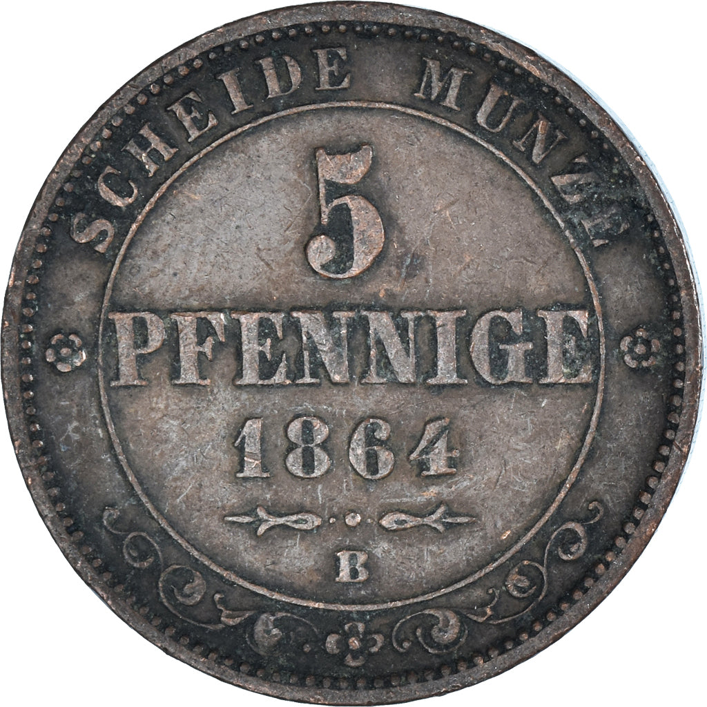 Coin, German States, 5 Pfennig, 1864