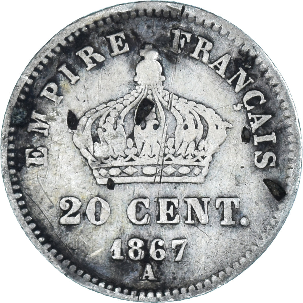 Coin, France, 20 Centimes, 1867