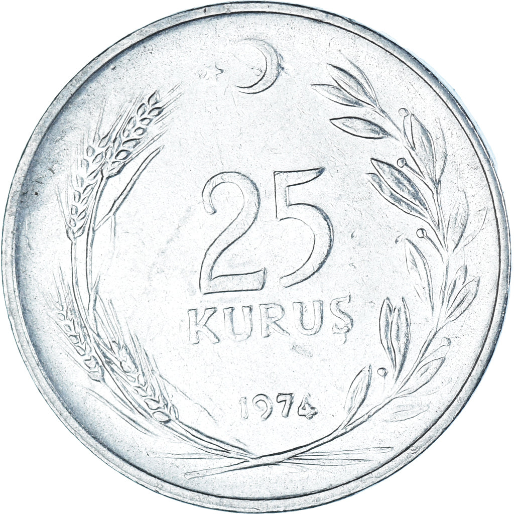 Moneda, Turquía, 25 Kurus, 1974