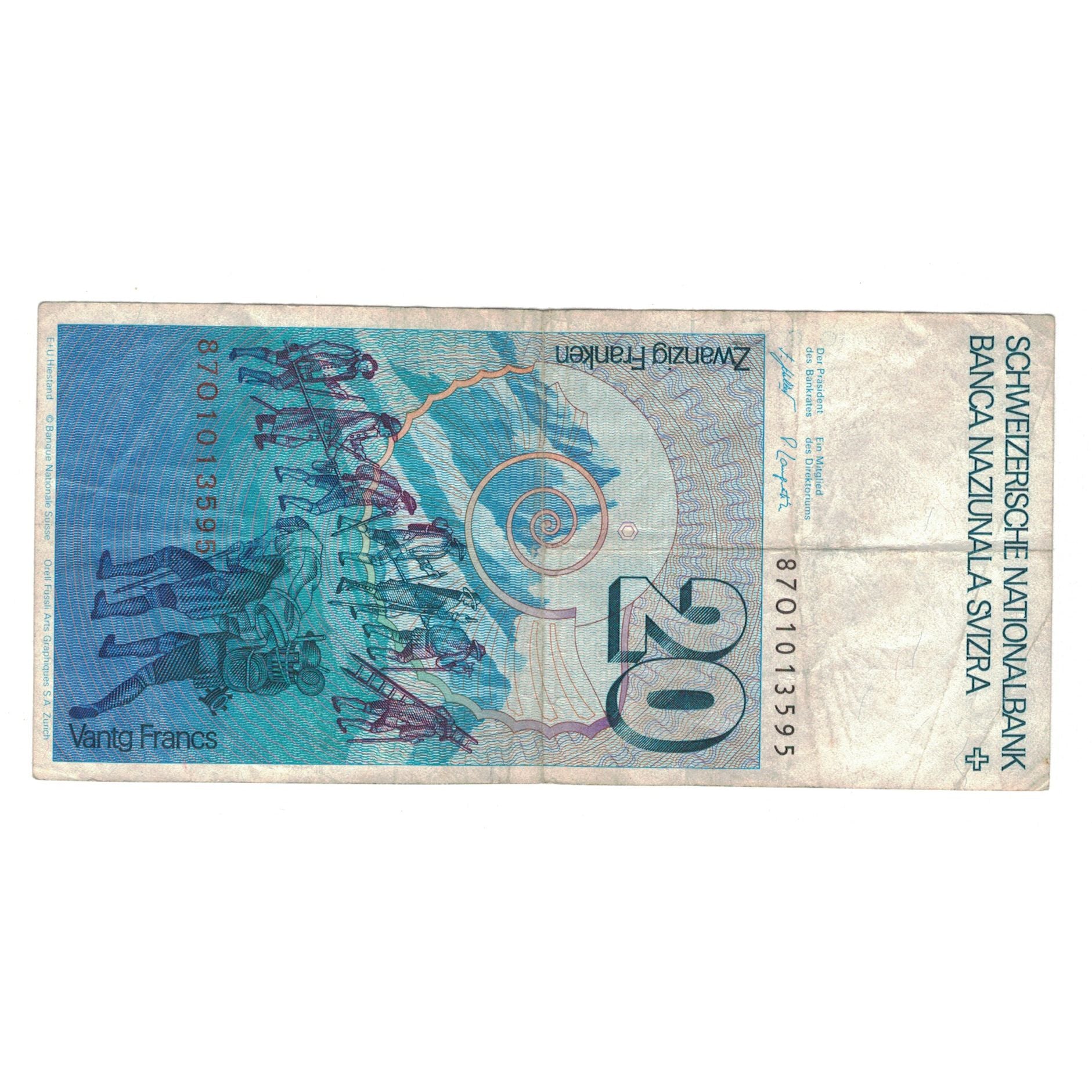 Banconote, Svizzera, 20 Franken, MB+