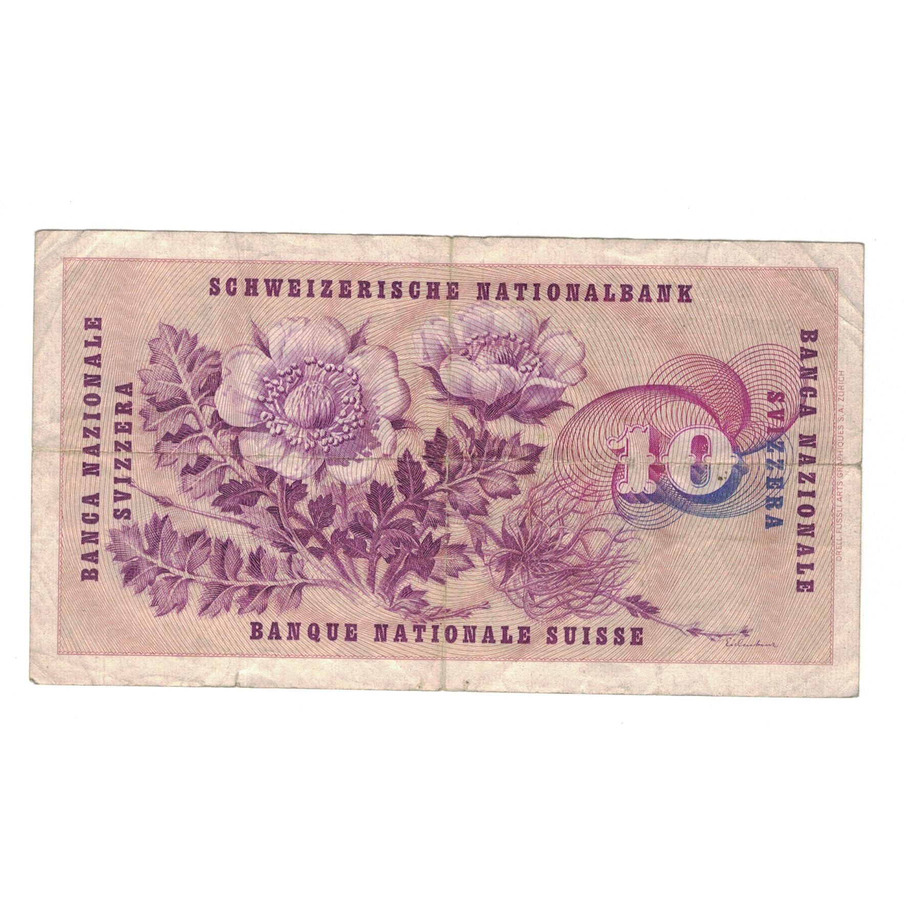 Banconote, Svizzera, 10 Franken, 1955, 1955-10-20, KM:45b, MB+