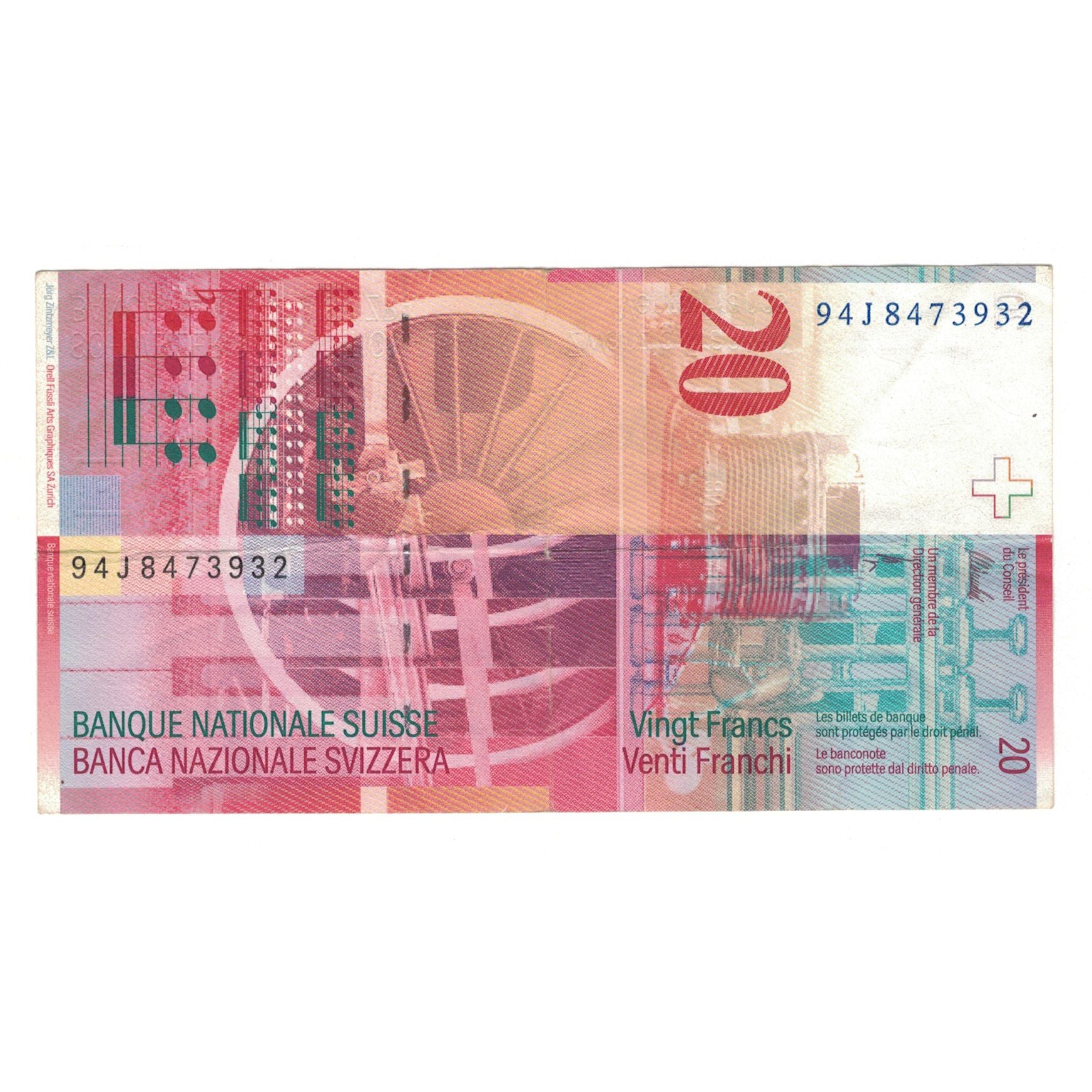 Banknote, Switzerland, 20 Franken, EF(40-45)