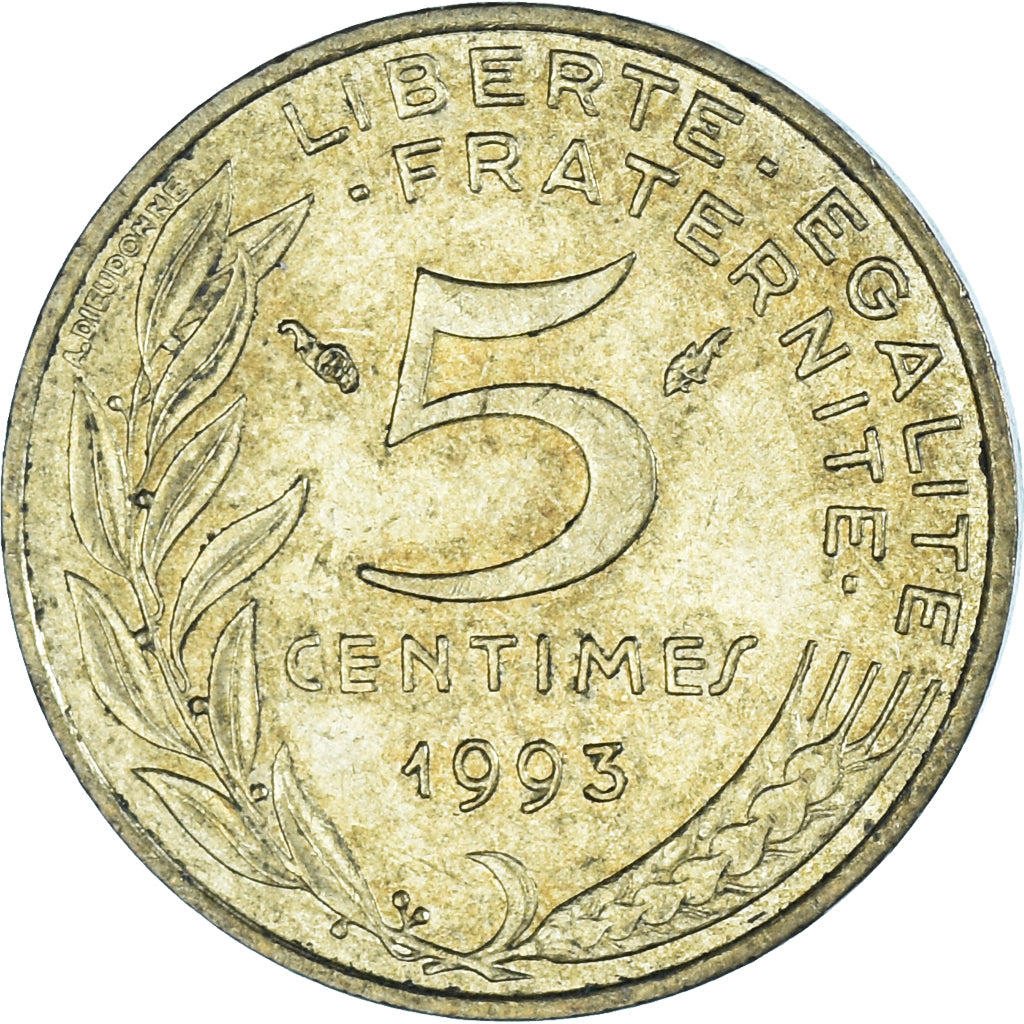 Coin, France, 5 Centimes, 1993