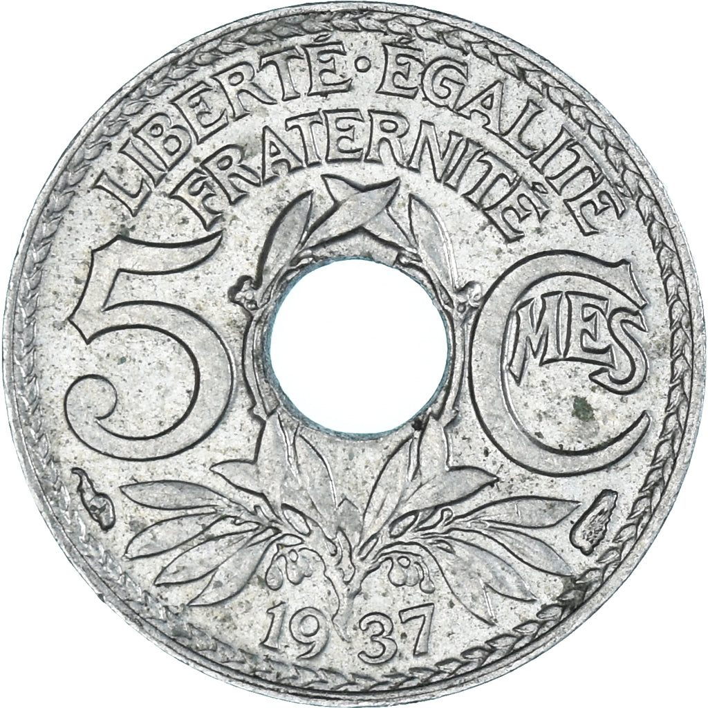 Moeda, França, 5 Centimes, 1937