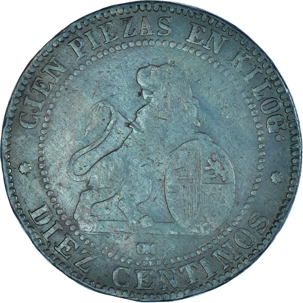 Coin, Spain, 10 Centimos, 1870