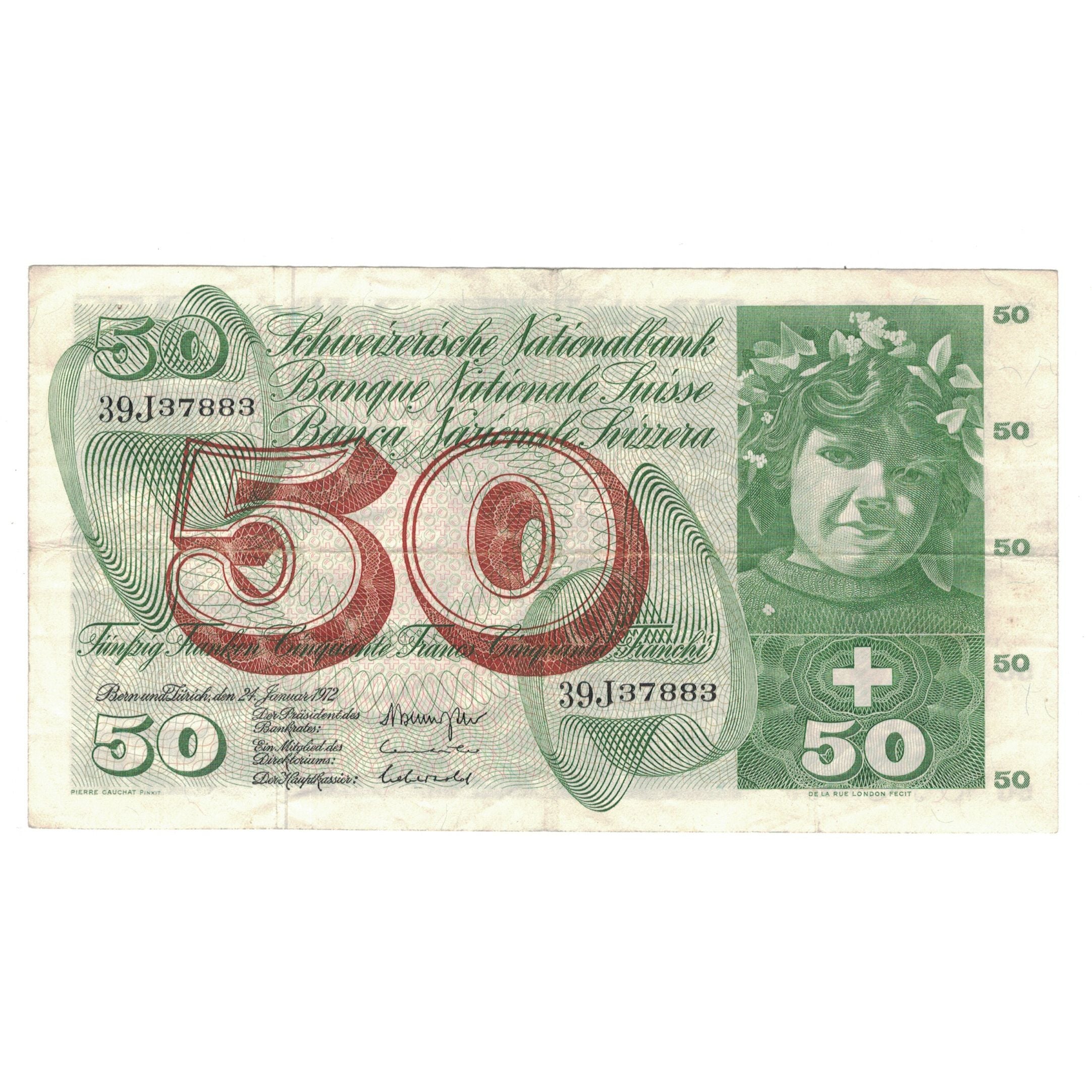 Banknote, Switzerland, 50 Franken, 1972, 1972-01-24, KM:48l, EF(40-45)