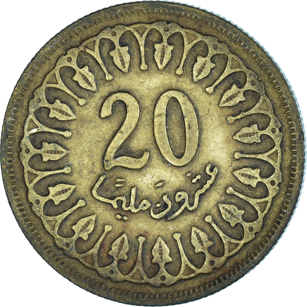 Moneda, Túnez, 20 Millim, 1960