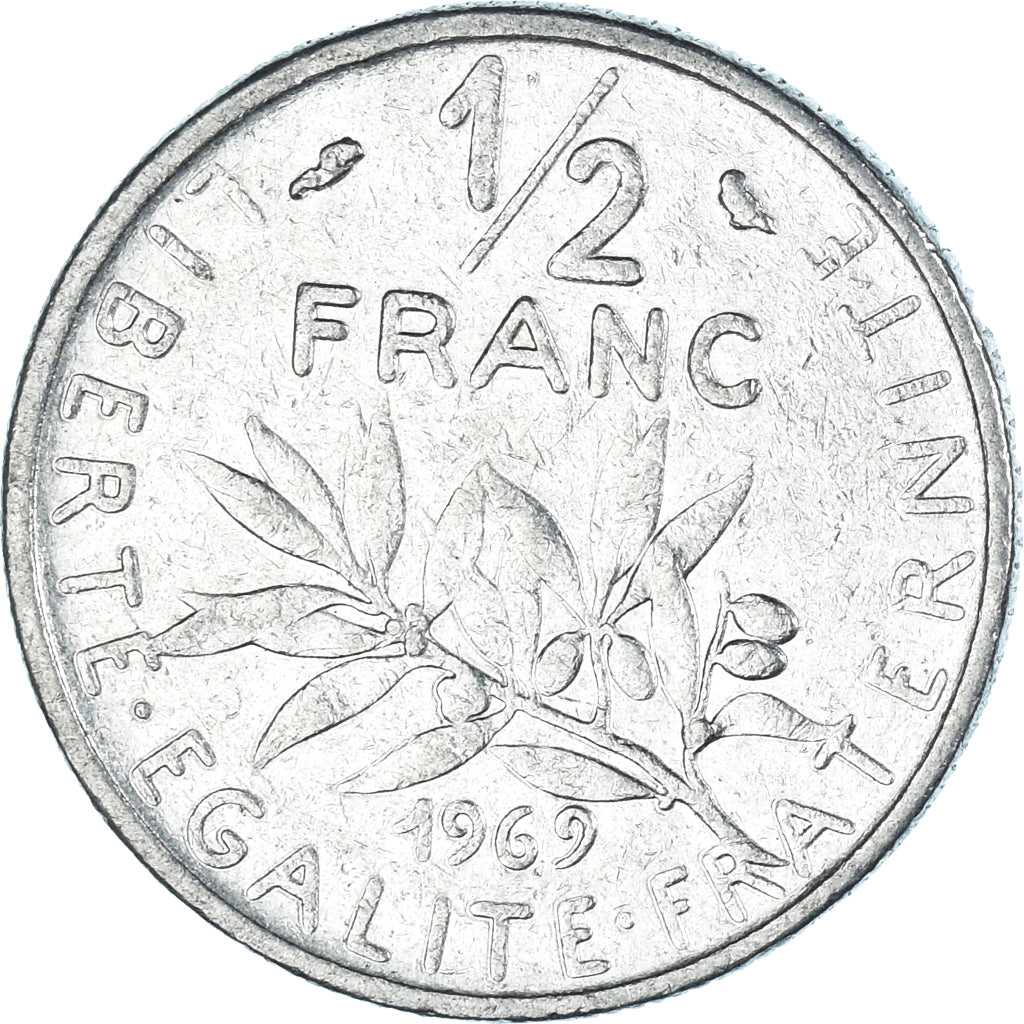 Coin, France, 1/2 Franc, 1969